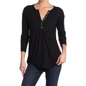 SWEET ROMEO Women's Waffle Knit Oversized Henley Size S